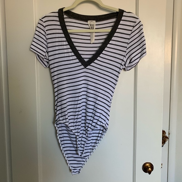 Free People Striped Bodysuit Sz SMALL - Picture 1 of 2